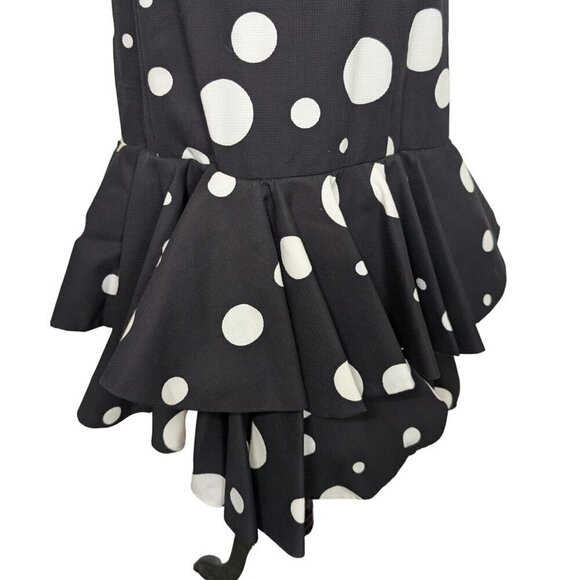 Vintage 80s Victor Costa Dress Womens Size 8 Black Polka Dot Puff Sleeve Party - Picture 10 of 13